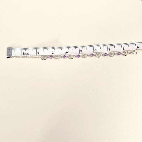 sterling silver double heart chain bracelet - Picture 6 of 7